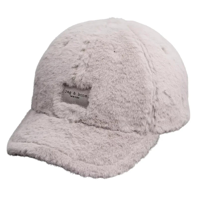 Addison Faux Fur Baseball Cap In Grey