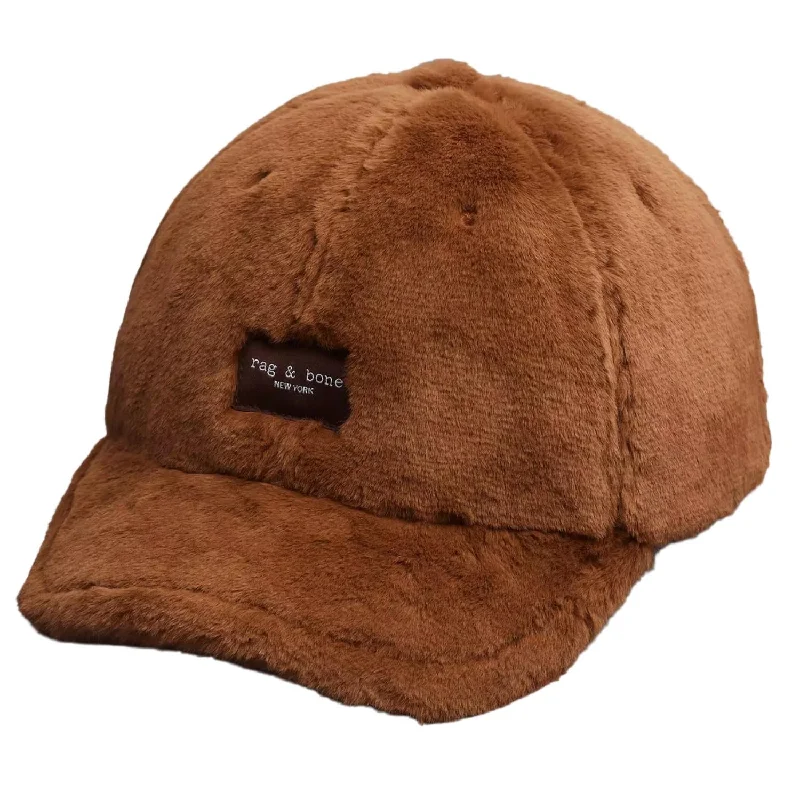 Addison Faux Fur Baseball Cap In Teddy