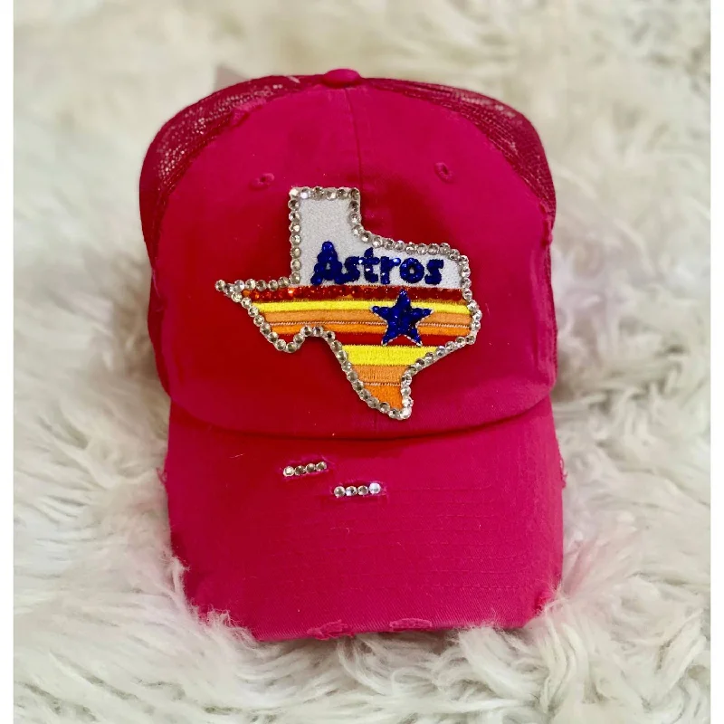 Distressed Truckers Cap In Hot Pink