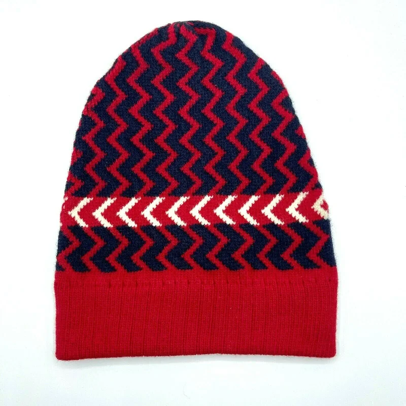 Gucci Men's Unisex Wool  blue Zigzag Pattern Knit Beanie Hat