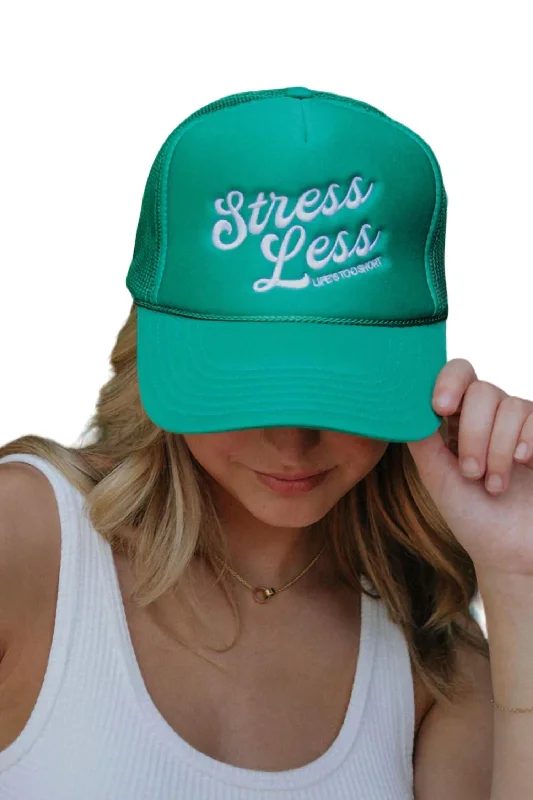 Stress Less Trucker Hat In Green