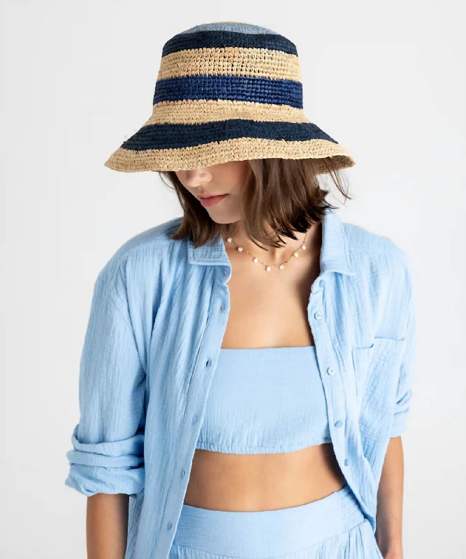 Tropic Stripe Hat In Sea Blue