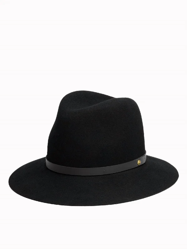 Women's Floppy Brim Fedora Hat In Black