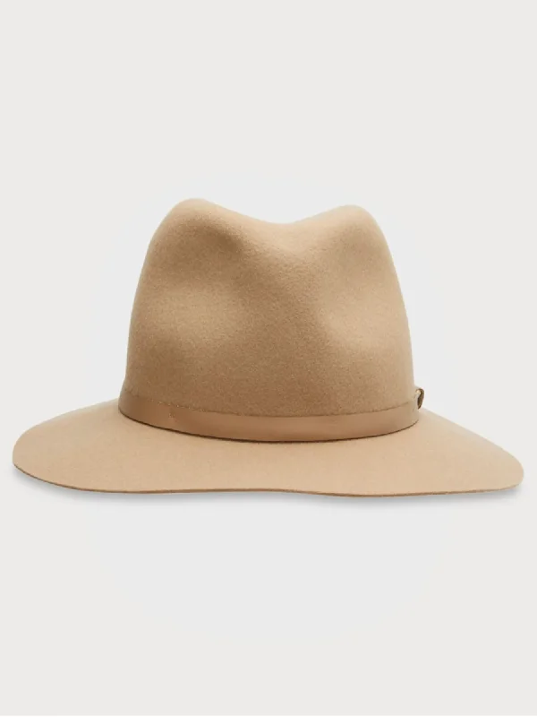 Women's Floppy Brim Fedora Hat In Camel