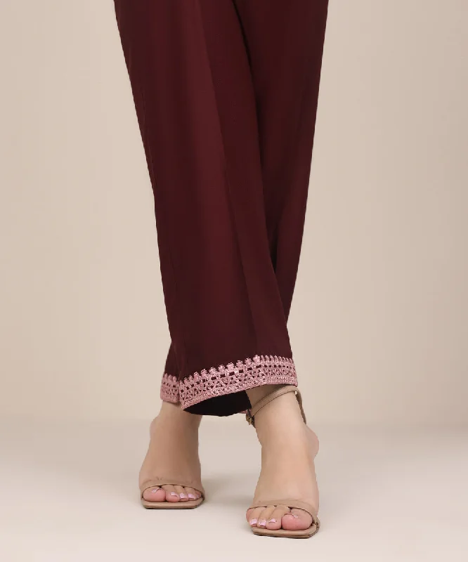 Embroidered Bedford Straight Pants