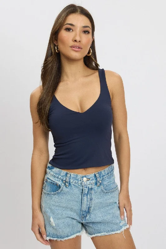 Blue Tank Top V Neck Supersoft