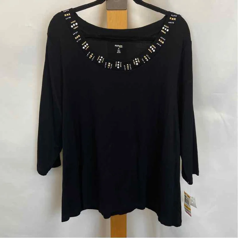 Style & Co. Women's Size 3X Black Solid Long Sleeve Shirt