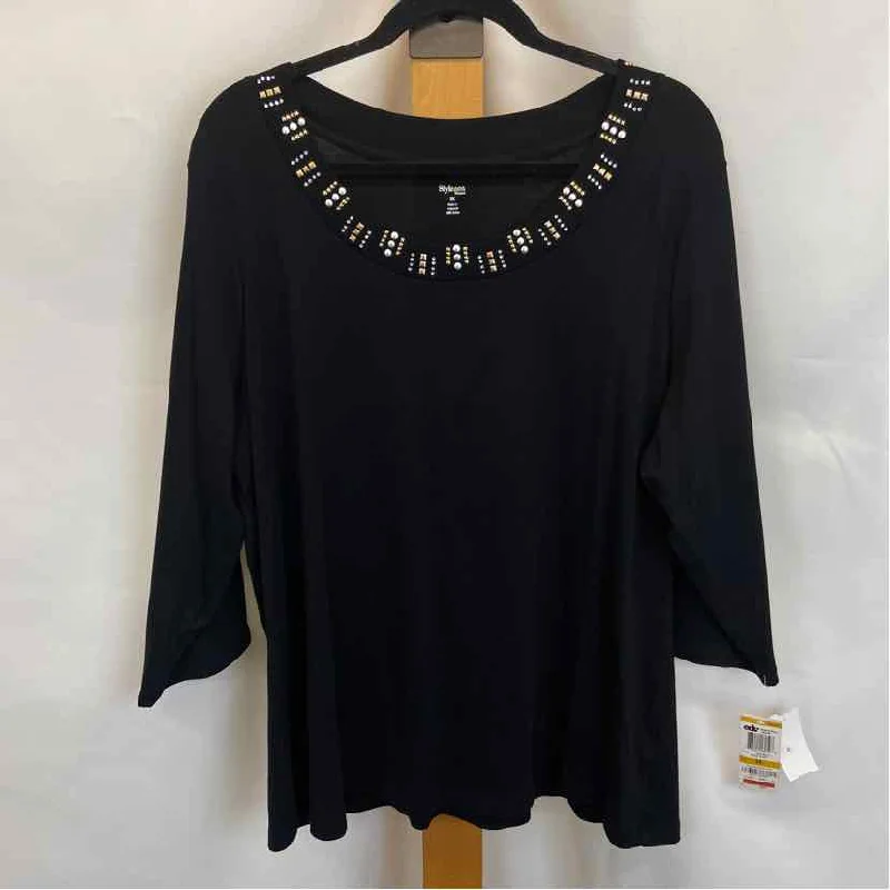 Style & Co. Women's Size 3X Black Solid Long Sleeve Shirt