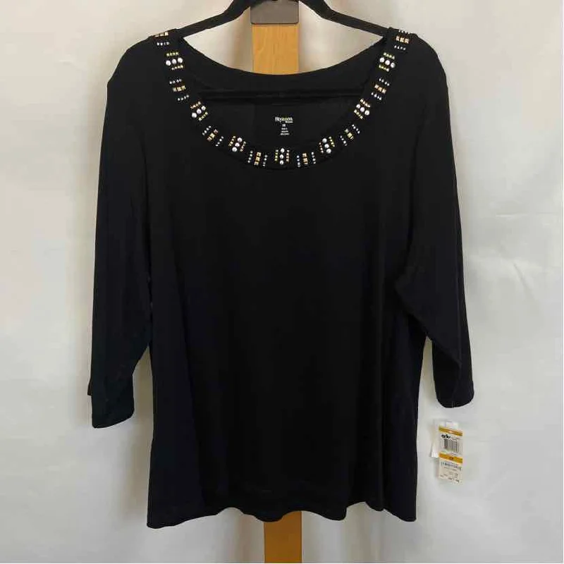 Style & Co. Women's Size 3X Black Solid Long Sleeve Shirt