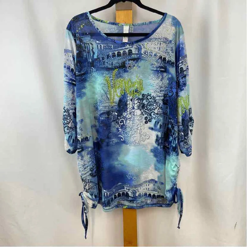 Thomas & Olivia Women's Size 3X Blue City Long Sleeve Shirt