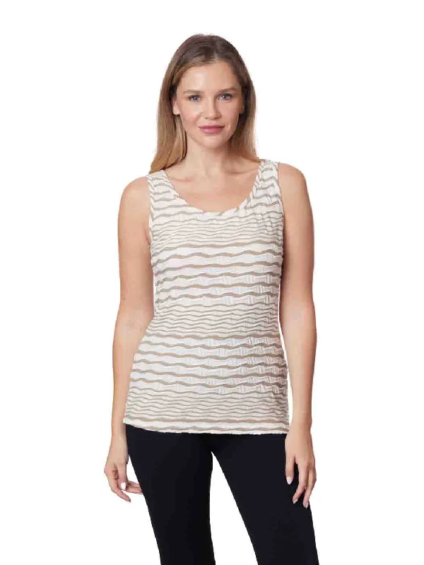 Tianello Taupe "Bent Stripe" Knit "Heidie" Tank