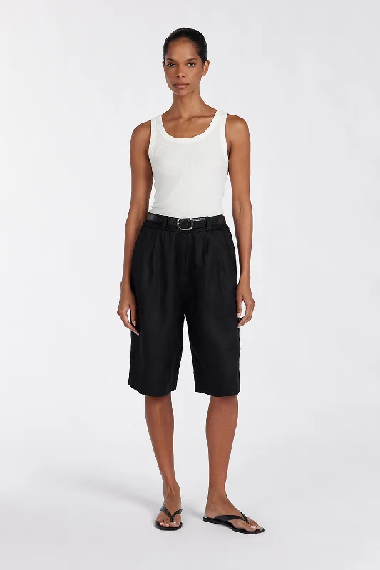 KAYLA BLACK LINEN BERMUDA SHORT