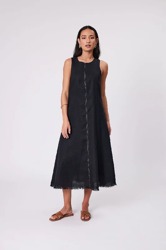 Marlow Florence Linen Dress - Black