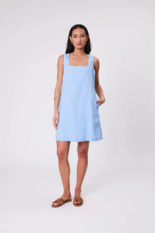 Marlow Iris Square Neck Dress - Cornflower