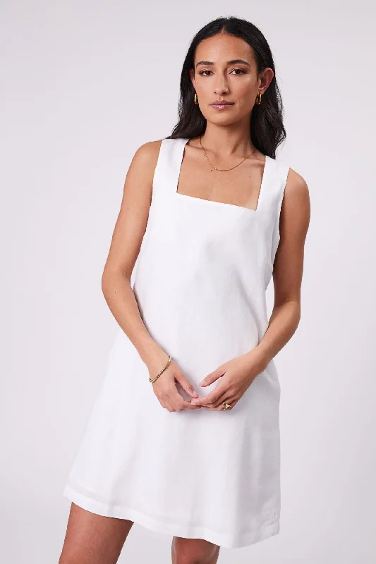 Marlow Iris Square Neck Dress - White