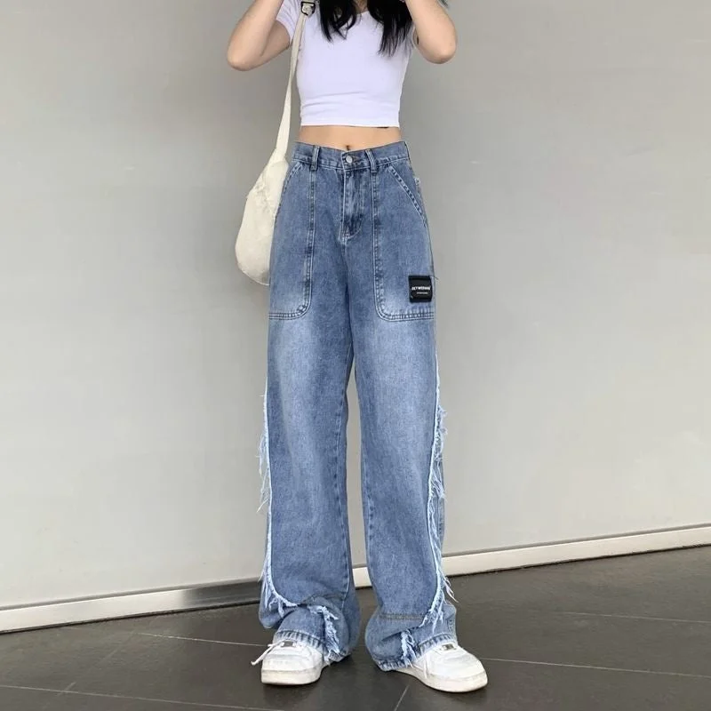 Amy Fashion - Y2k Raw Edge Baggy Jeans