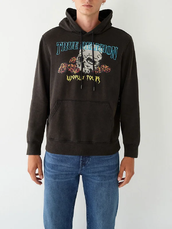 True Religion Men Printed Full Sleeves Hooded Sweatshirt