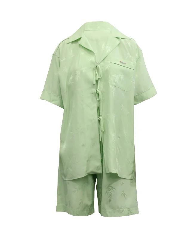 Alexander Wang Jacquard Pajama Top and Shorts in Mint Viscose