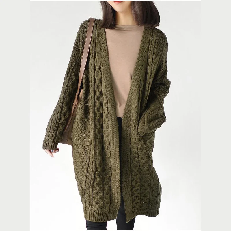 Creem woolen knit coats oversize casual outwear plus size cardigans