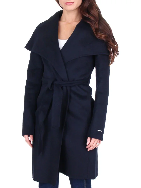 Ellie Womens Wool Belted Wrap Coat