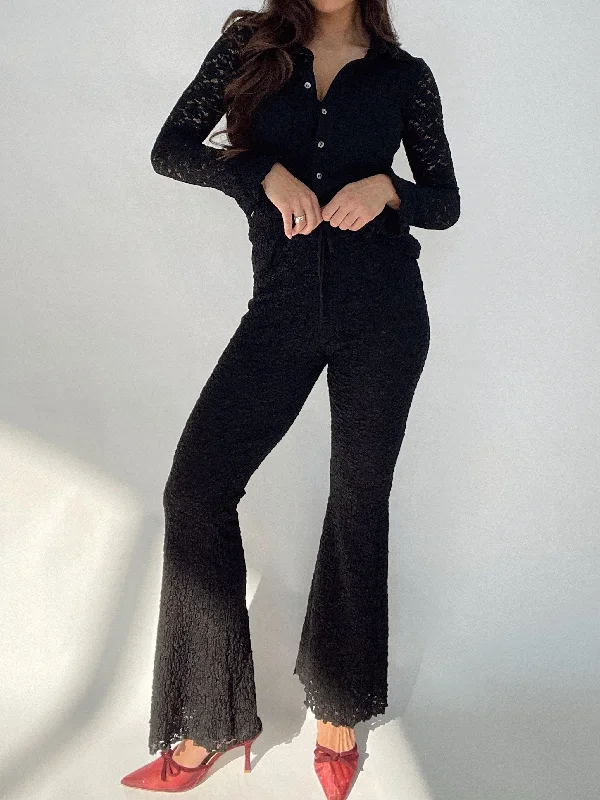 Floral Lace Flared Pants