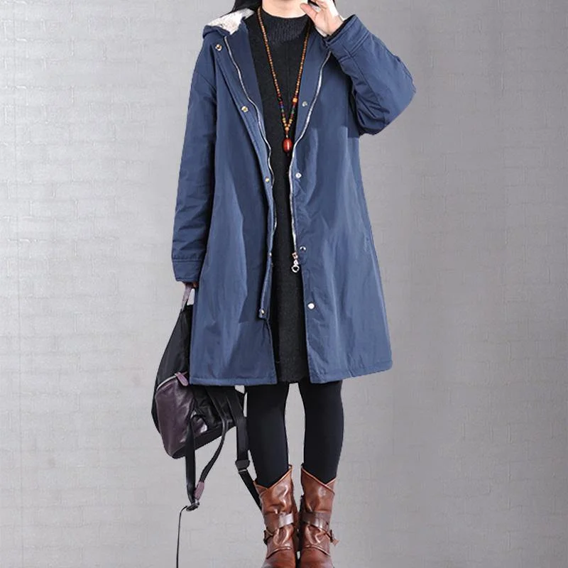 New dark blue wintre winter outwear plus size warm winter coat hooded thick winter coats