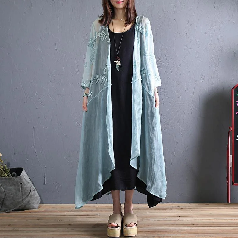 Original design embroidery retro cardigan elegant loose summer cardigan