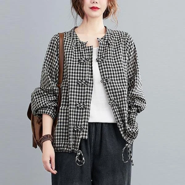 Oversized Women Autumn Cotton Linen Jackets Loose Casual Outerwear Coats