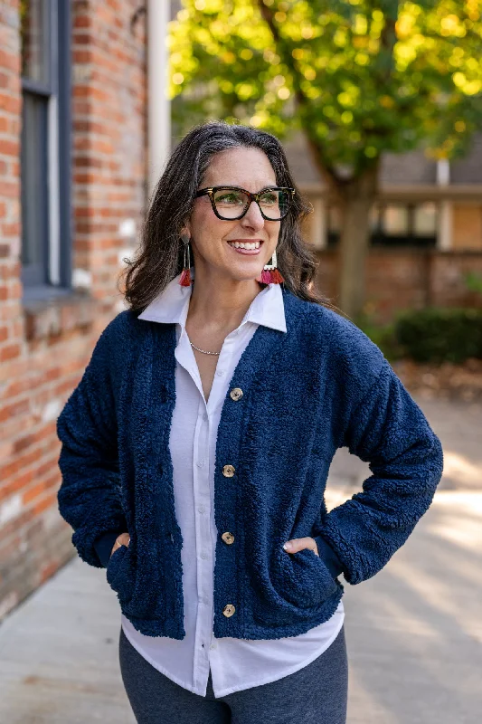 Sherpa Button-Front Cardigan