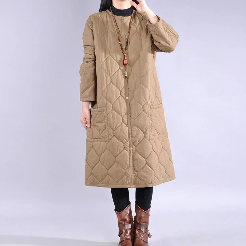 Women khaki women parka plus size clothing warm winter coat o neck pockets coats