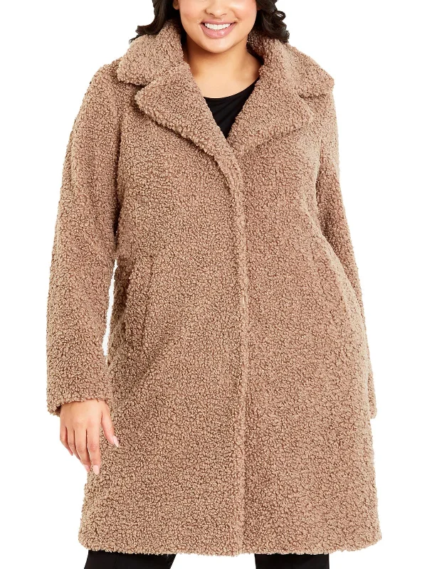 Womens Faux Fur Midi Teddy Coat