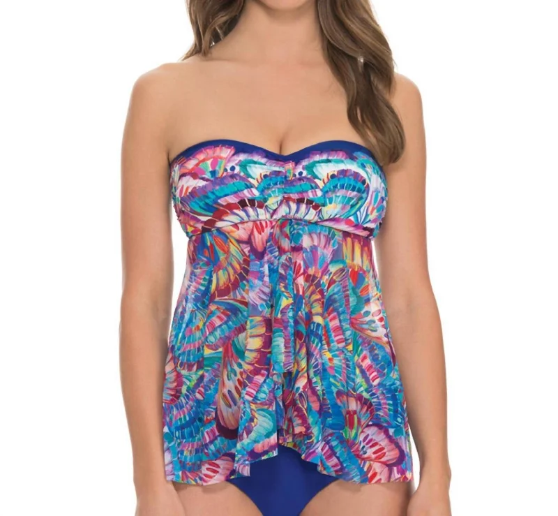 Fly Away Bandeau Tankini Top In Madame Butterfly