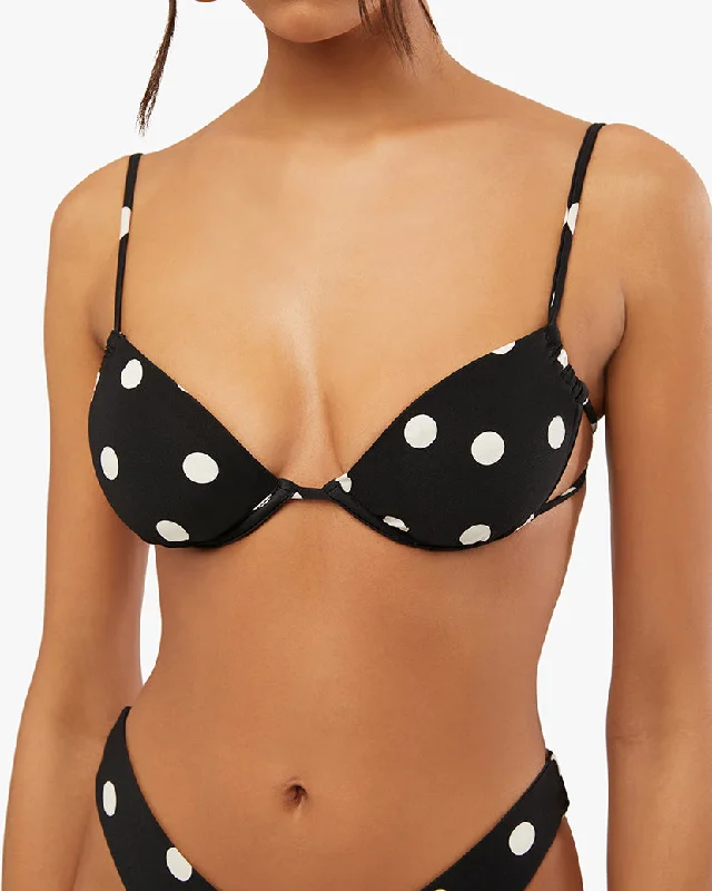 Ruched Underwire Oversized Polka Dot Bikini Top