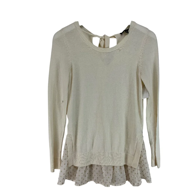 Top Long Sleeve By Ann Taylor In Cream, Size: S