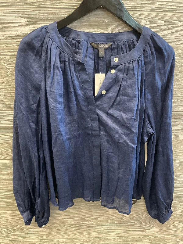 Top Long Sleeve By Banana Republic In Navy, Size: Petite   Xs