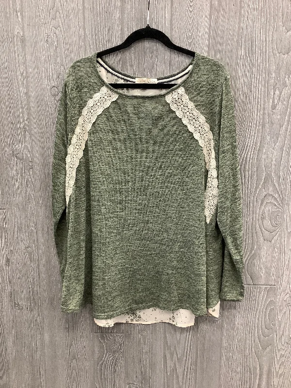 Top Long Sleeve By Rewind In Green, Size: 3x