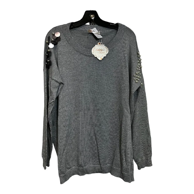 Top Long Sleeve By Simply Couture In Silver, Size: Xl