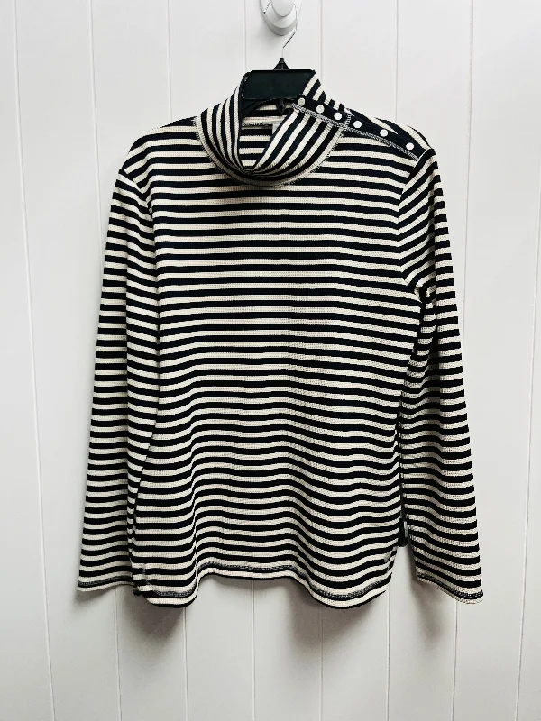 Top Long Sleeve By Talbots In Blue & Cream, Size: Xl