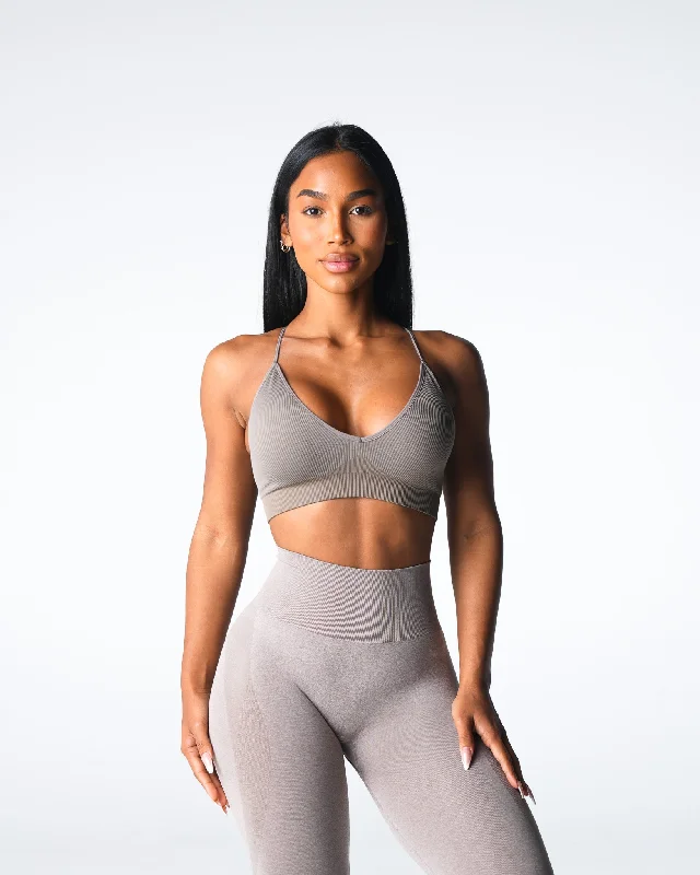 Taupe Glimpse Ribbed Seamless Bra