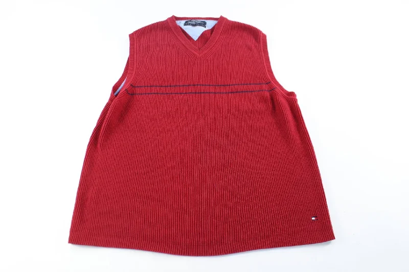 Tommy Hilfiger Embroidered Logo Red Sweater Vest